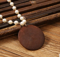 Wood pendant necklace and earring set