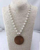 Wood pendant necklace and earring set