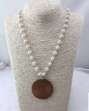 Wood pendant necklace and earring set