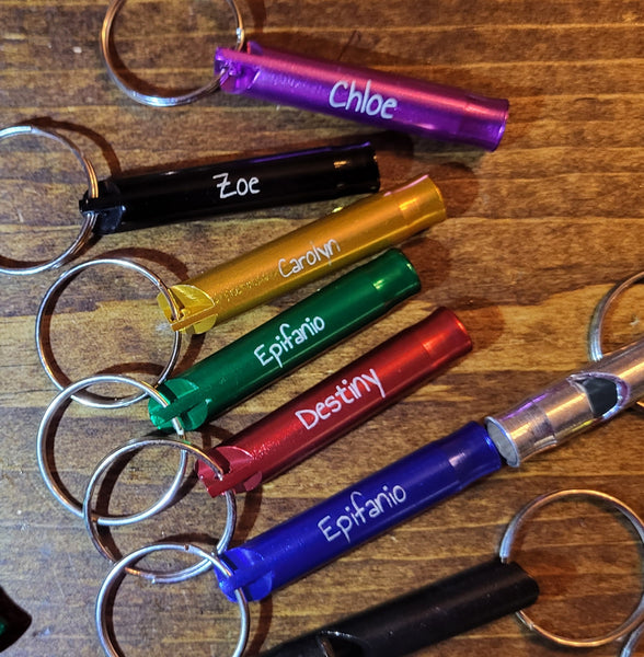 Anodized Aluminum Whistles-set of 7