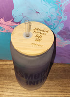 Sublimation Frosted or Clear Glass Drinkware with Engravable Bamboo Lid